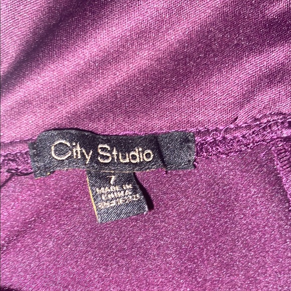 City Studio Dark Purple High Low Wrap Dress - Picture 7 of 7
